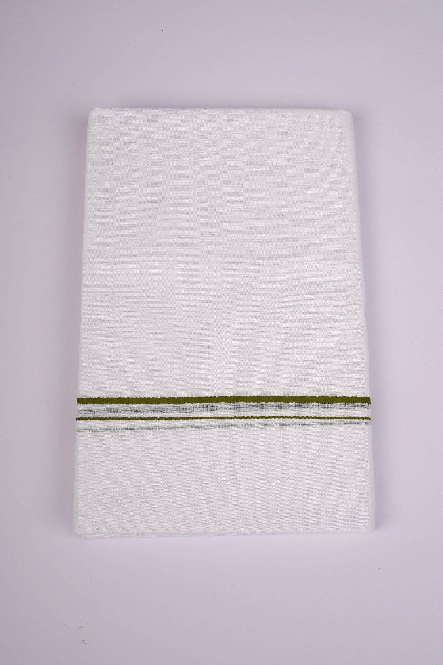 SD-12 WHITE DOUBLE DHOTI  3.70 MTR - Green