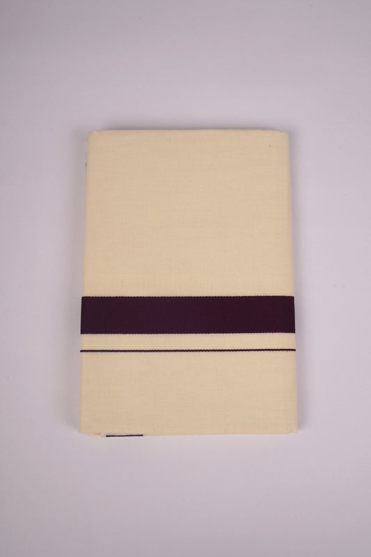 FD-08C CREAM DOUBLE DHOTHIE 3.80 MTR-Dark Brown