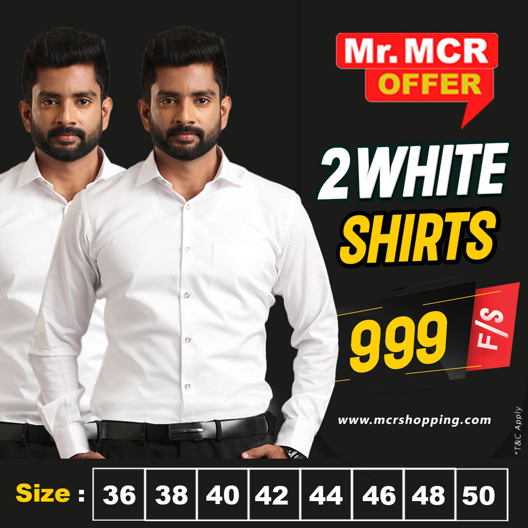 Mr. MCR Offer Combo White Shirt (Buy 1 get 1 free)