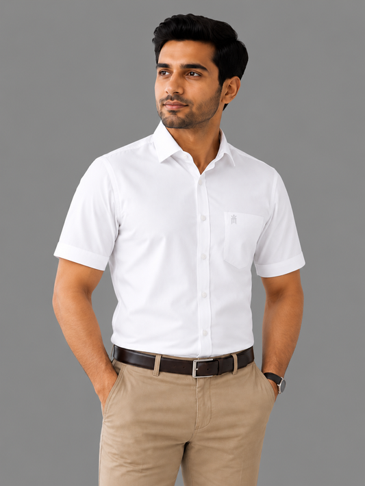 Bamboo Elite Formal White Shirt For Men