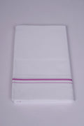 Mens White Single Dhoti Pure Cotton with Small Border - 2.00M | SS-09 - Pink