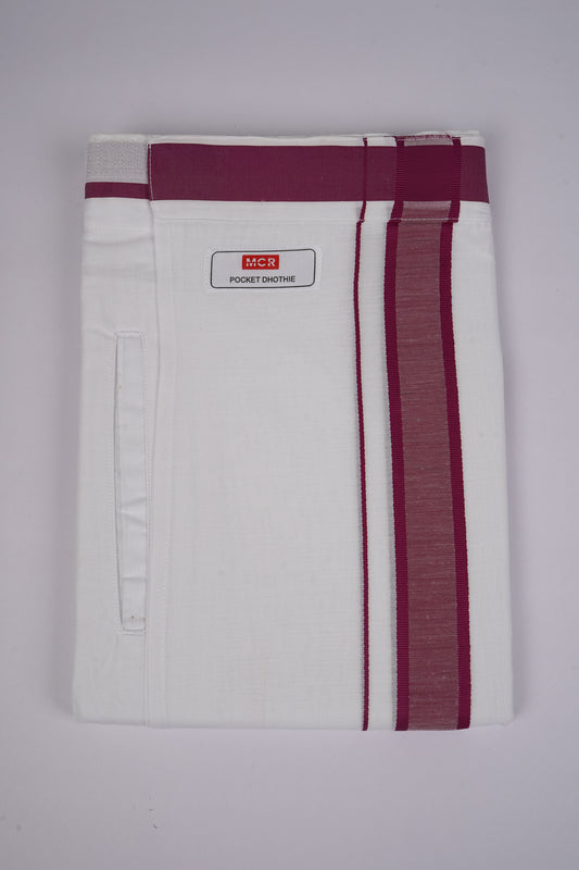 PKT FD-02 VELCRO WHITE DOUBLE DHOTI - Violet