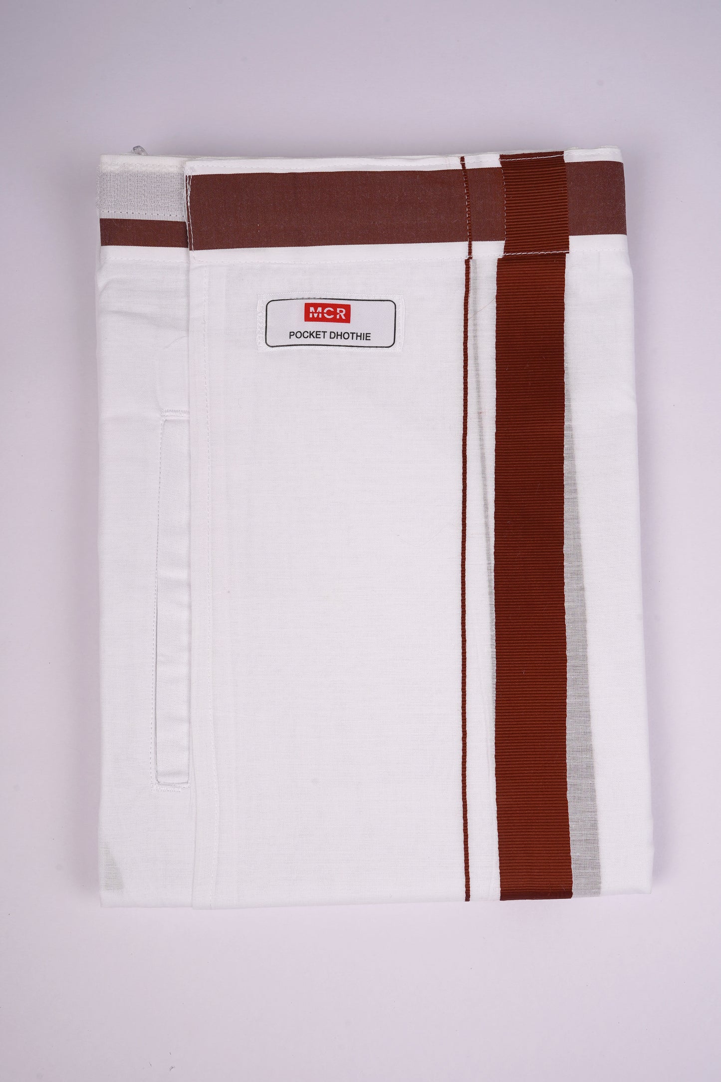 PKT FD-01 VELCRO WHITE DOUBLE DHOTI - Maroon
