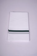 Mens White Single Dhoti Pure Cotton - 2.00M | HS-20 - Dark Green