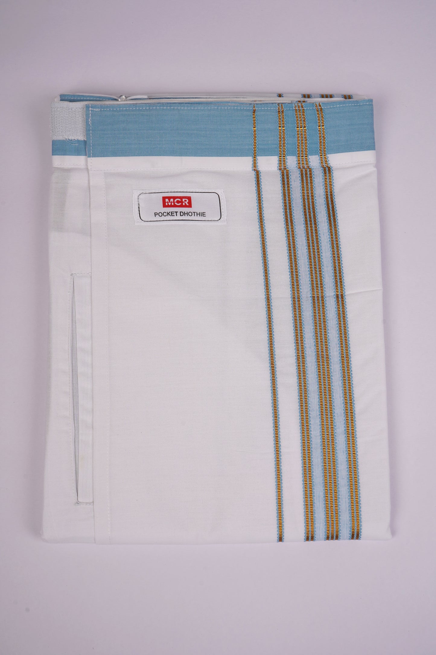 PKT FS-01 VELCRO WHITE SINGLE DHOTI - blue