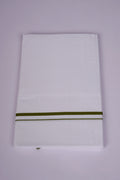 Mens Cotton Blend White Dhoti Single Small  Border 2.00 m|QS-04 OLIVE GREEN
