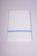 Mens White Single Dhoti Cotton Blend with Small Border - 1.90M | SS-23 - Blue