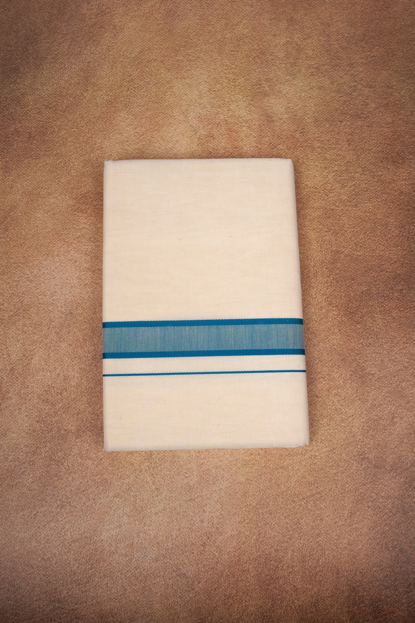 FD-174C CREAM DOUBLE DHOTHIE 3.80 MTR - Dark blue