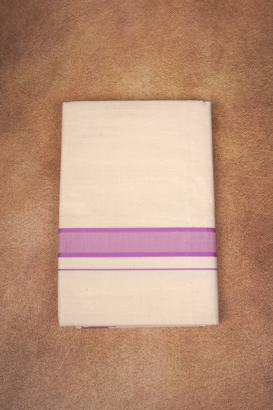 FD-174C CREAM DOUBLE DHOTHIE 3.80 MTR - Light Pink