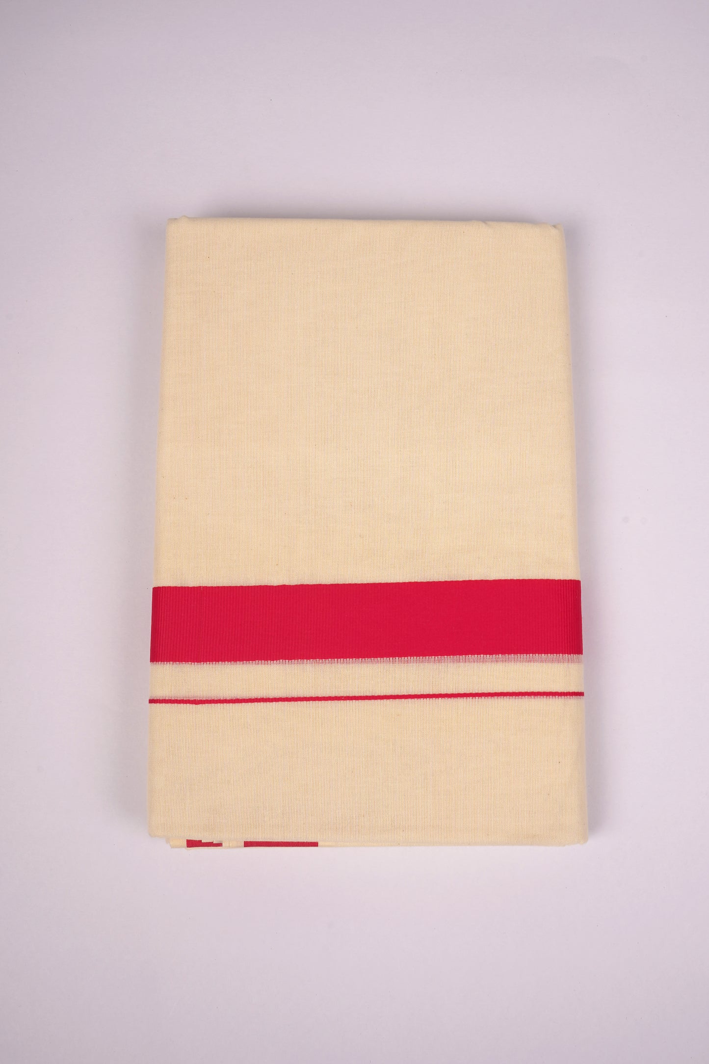 FD-08C CREAM DOUBLE DHOTHIE 3.80 MTR-Dark Pink