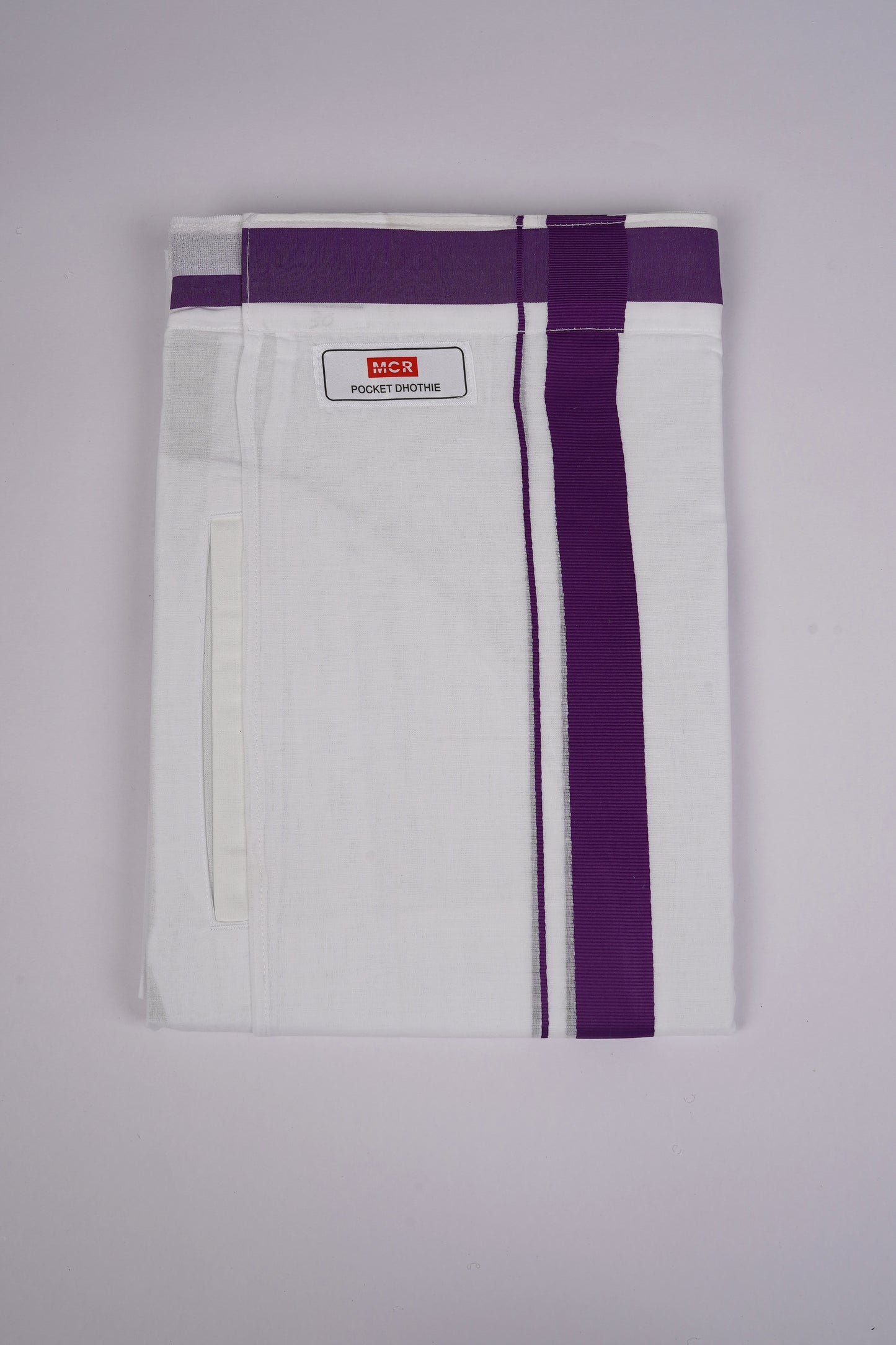 PKT FD-01 VELCRO WHITE DOUBLE DHOTI-purple