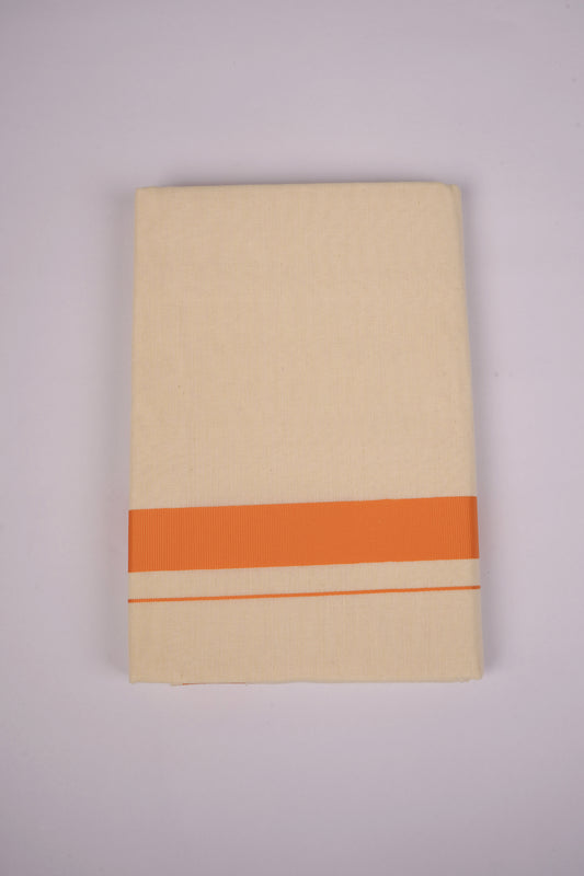 FD-08C CREAM DOUBLE DHOTHIE 3.80 MTR- Orange