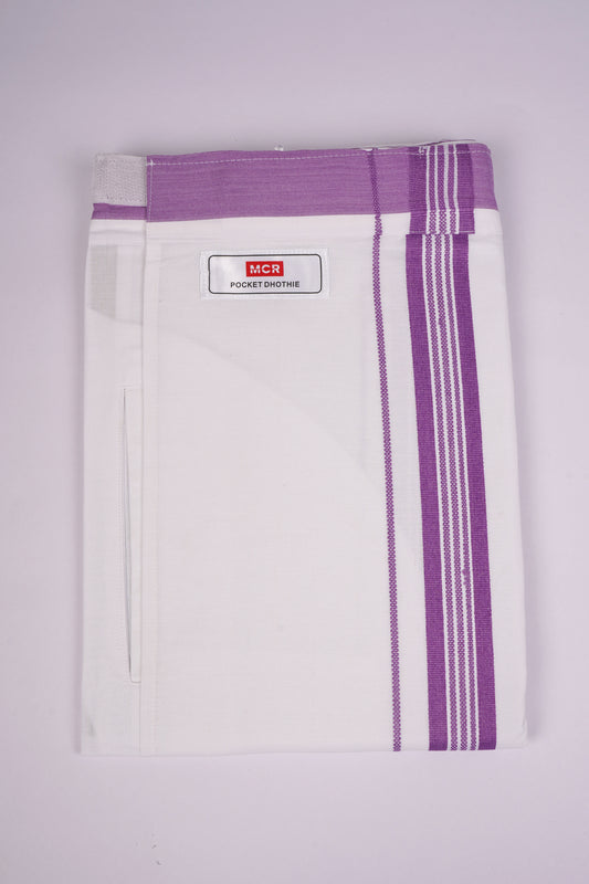 PKT FS-01 VELCRO WHITE SINGLE DHOTI - Pink