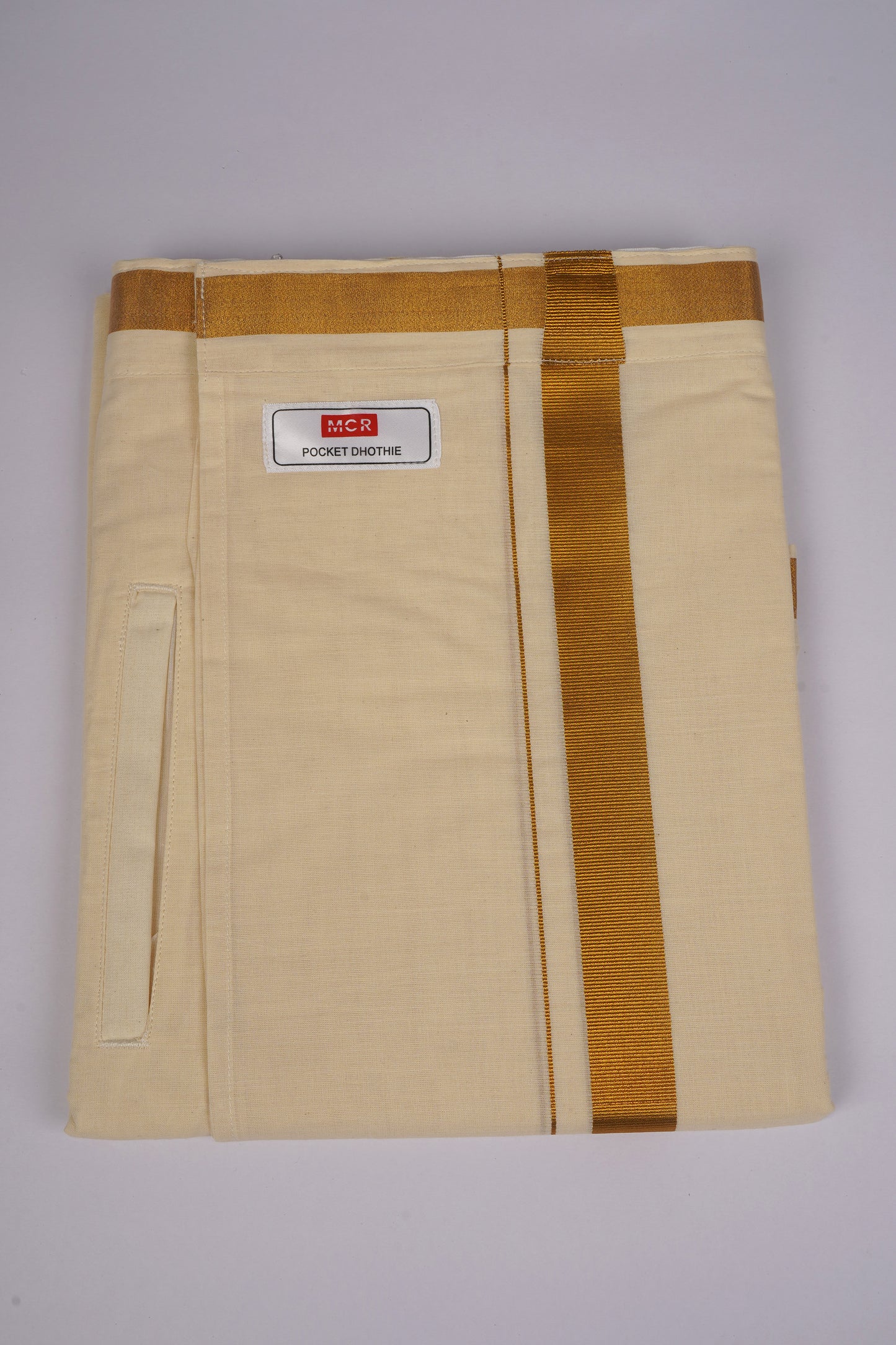 PKT GLD-01C VELCRO CREAM DOUBLE DHOTI