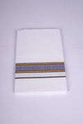 Mens Cotton Blend White Dhoti Single Fancy Border 2.00 m|FS-106 ASH