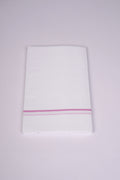 Mens White Single Dhoti Cotton Blend with Small Border - 1.90M | SS-23 - Pink
