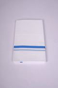 Mens Cotton Blend White Dhoti Single Small  Border 2.00 m|HS-05 DODGER BLUE