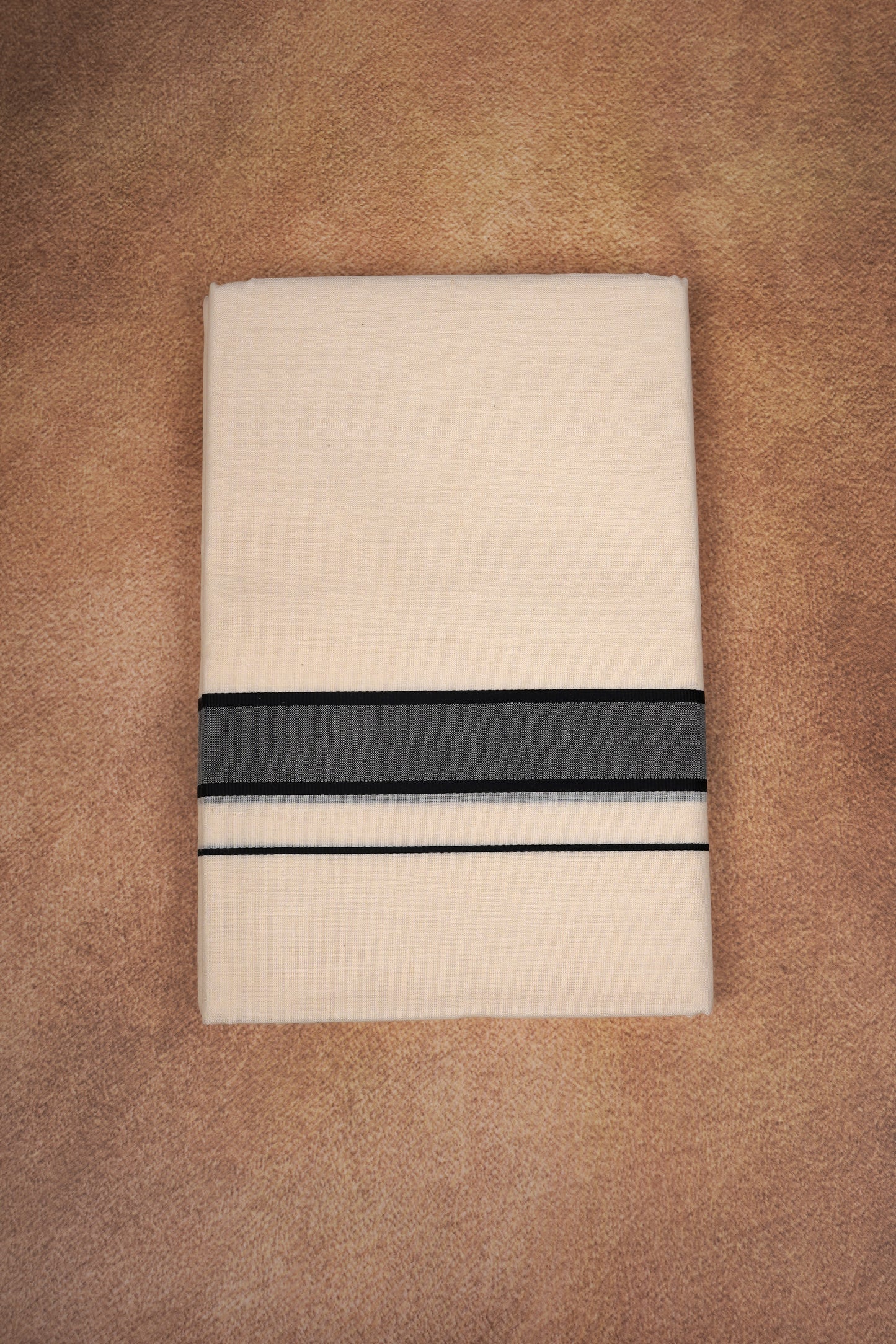 FD-174C CREAM DOUBLE DHOTHIE 3.80 MTR -Dark Gray