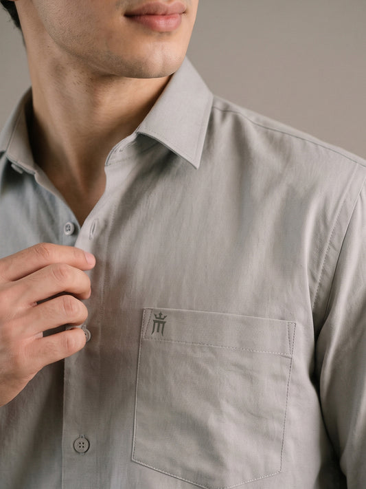 Stain Free Full Sleeve Formal Grey Shirt For Men-68004