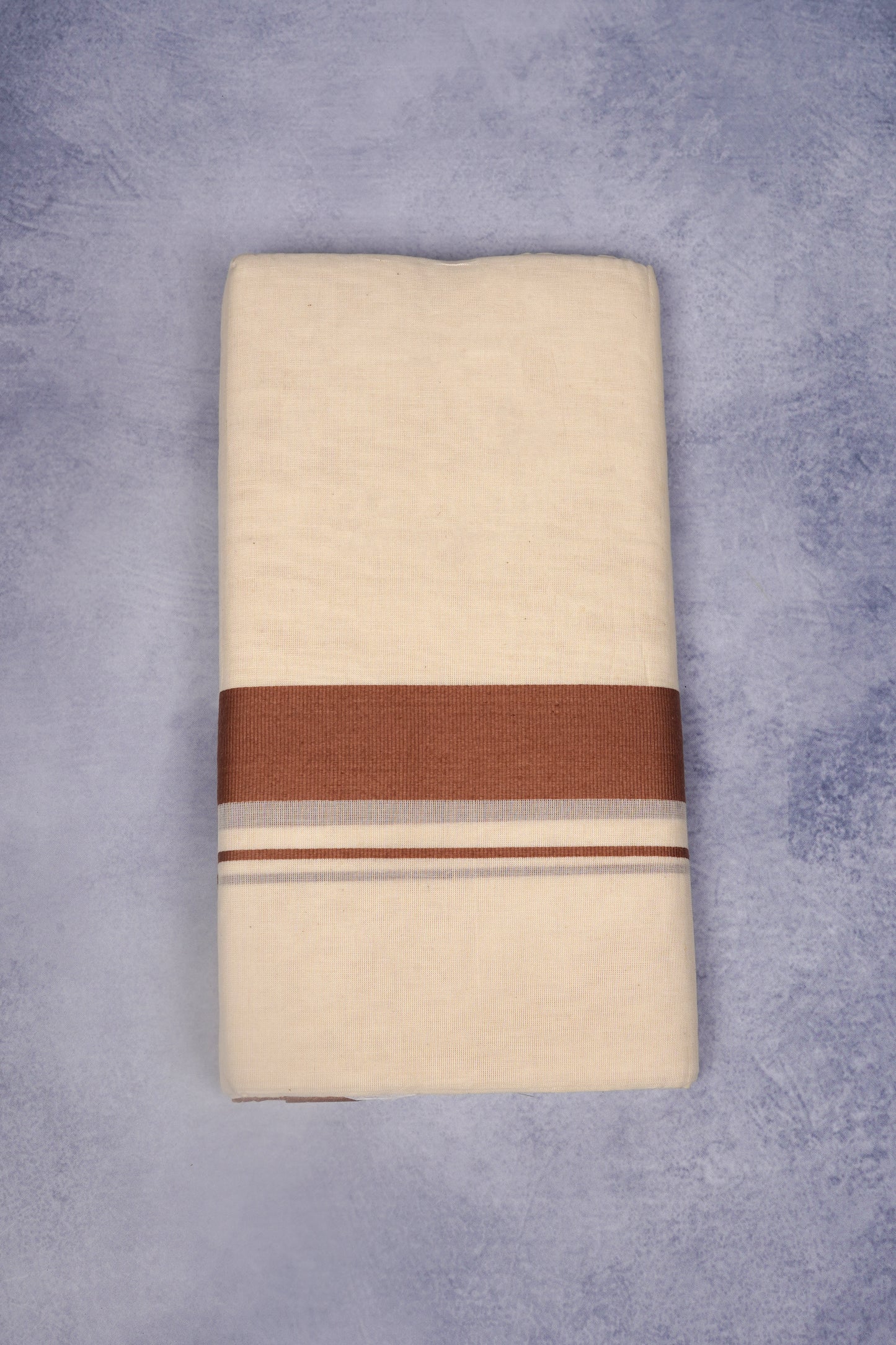FCD-76C CREAM DOUBLE DHOTI  4.00 MTR - Brown