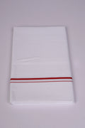 Mens White Single Dhoti Pure Cotton with Small Border - 2.00M | SS-09 - red