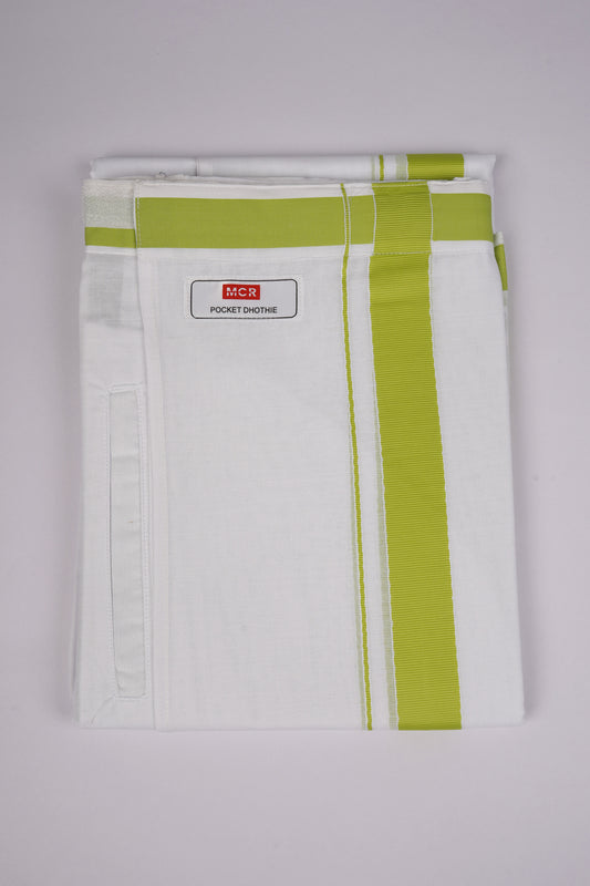 PKT FD-01 VELCRO WHITE DOUBLE DHOTI - Green