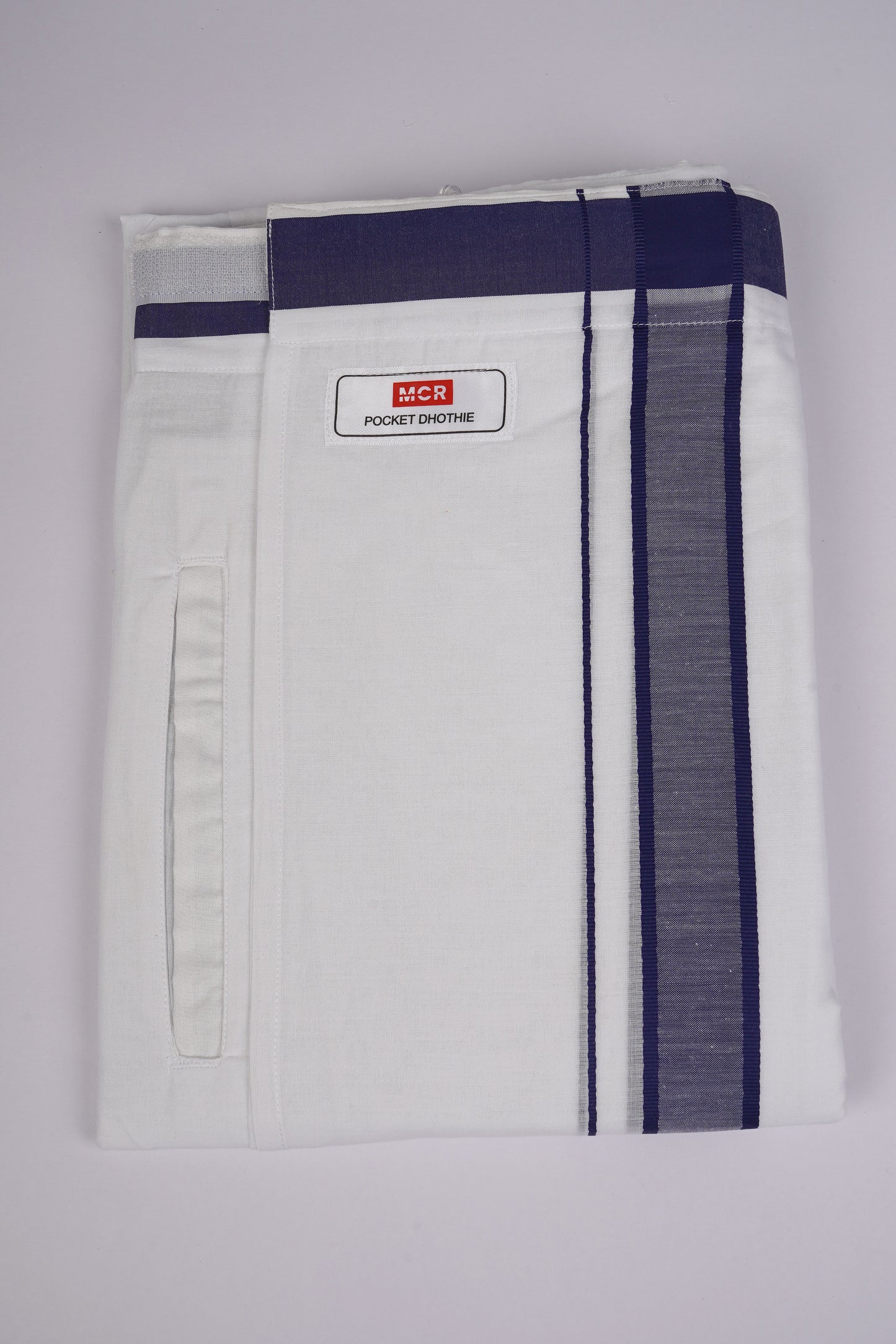 PKT FD-02 VELCRO WHITE DOUBLE DHOTI - Blue