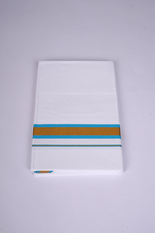 FS-103 W/S DHOTHIE 2.00 MTR - GOLD AJANTHA BLUE