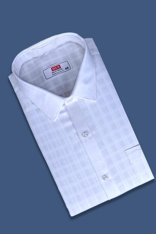 MCR 2025 MILKY Half Sleeve Formal White Shirt For Men