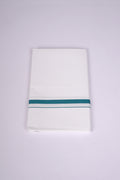 Mens Cotton Blend White Dhoti Single Small  Border 2.00 m|HS-04 PEACOCK GREEN