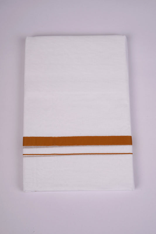 HD-29 WHITE DOUBLE DHOTI  4.00 MTR - Brown