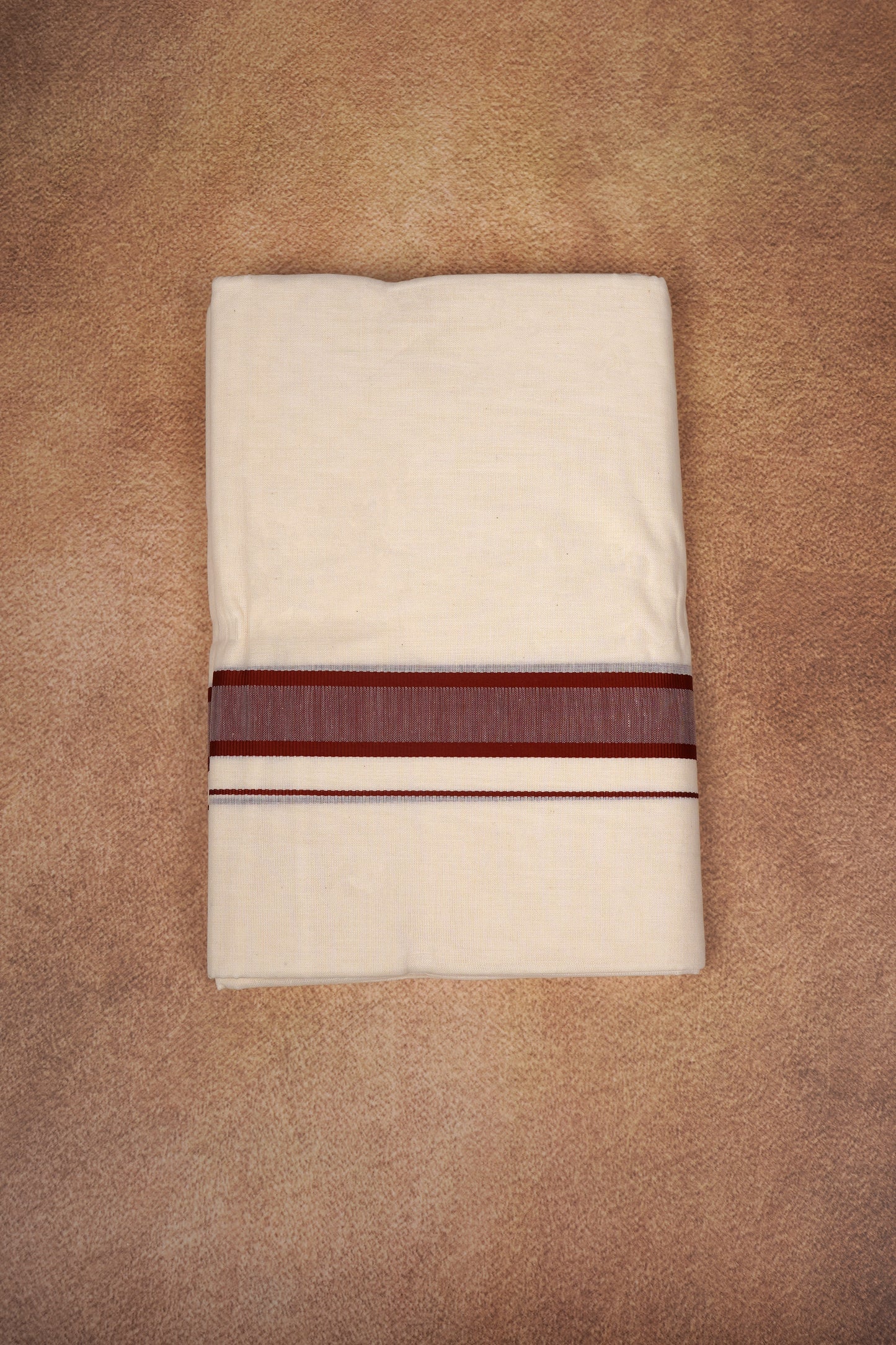 FD-174C CREAM DOUBLE DHOTHIE 3.80 MTR - Brown