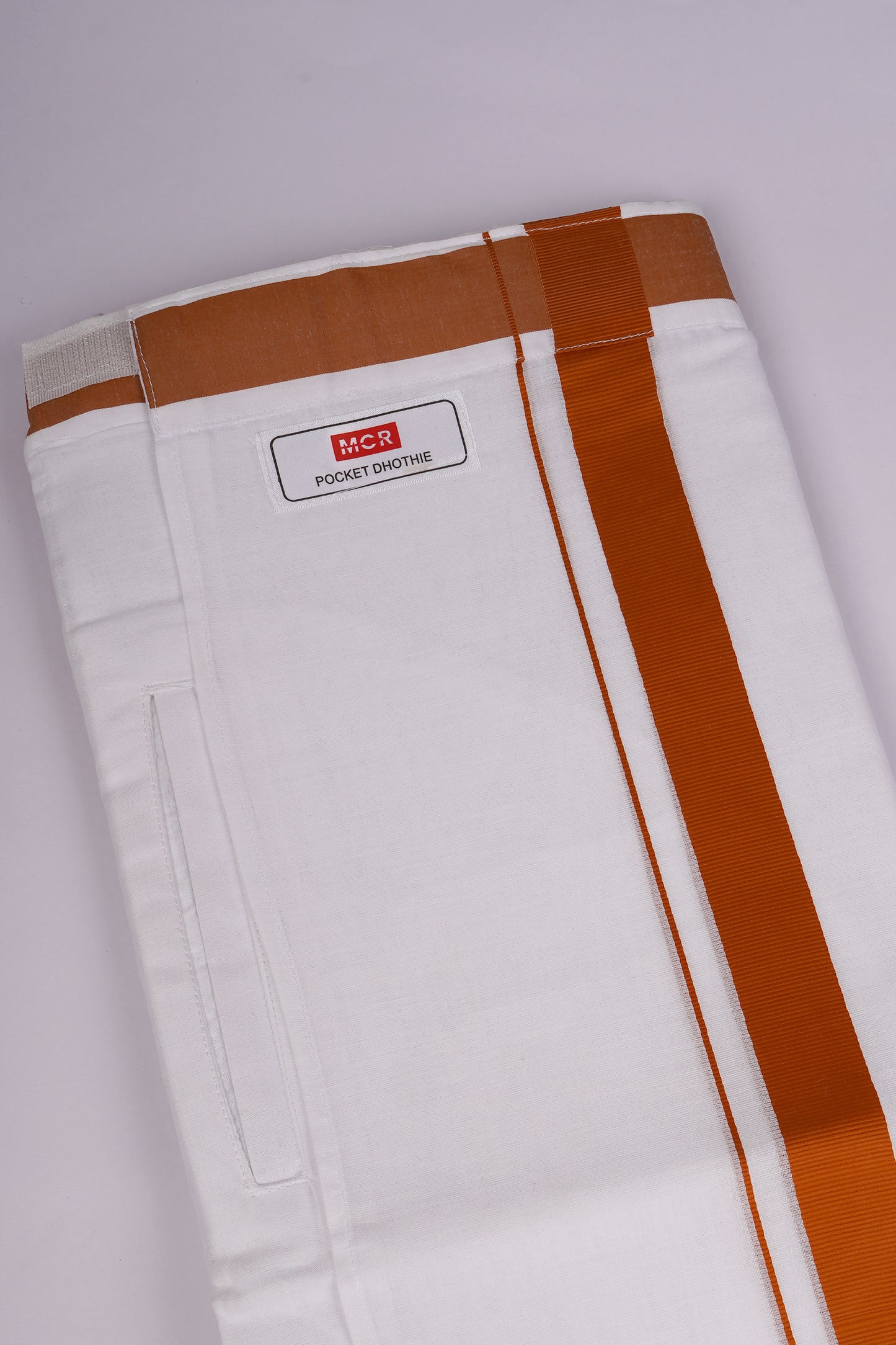 PKT FD-01 VELCRO WHITE DOUBLE DHOTI - Orange