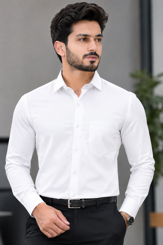 Crown Lin Formal White Shirt For Men