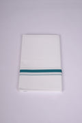 Mens Cotton Blend White Dhoti Single Small  Border 2.00 m|HS-04 FOREST GREEN