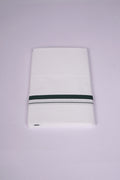 Mens Cotton Blend White Dhoti Single Small  Border 2.00 m|HS-05 PEACOCK GREEN