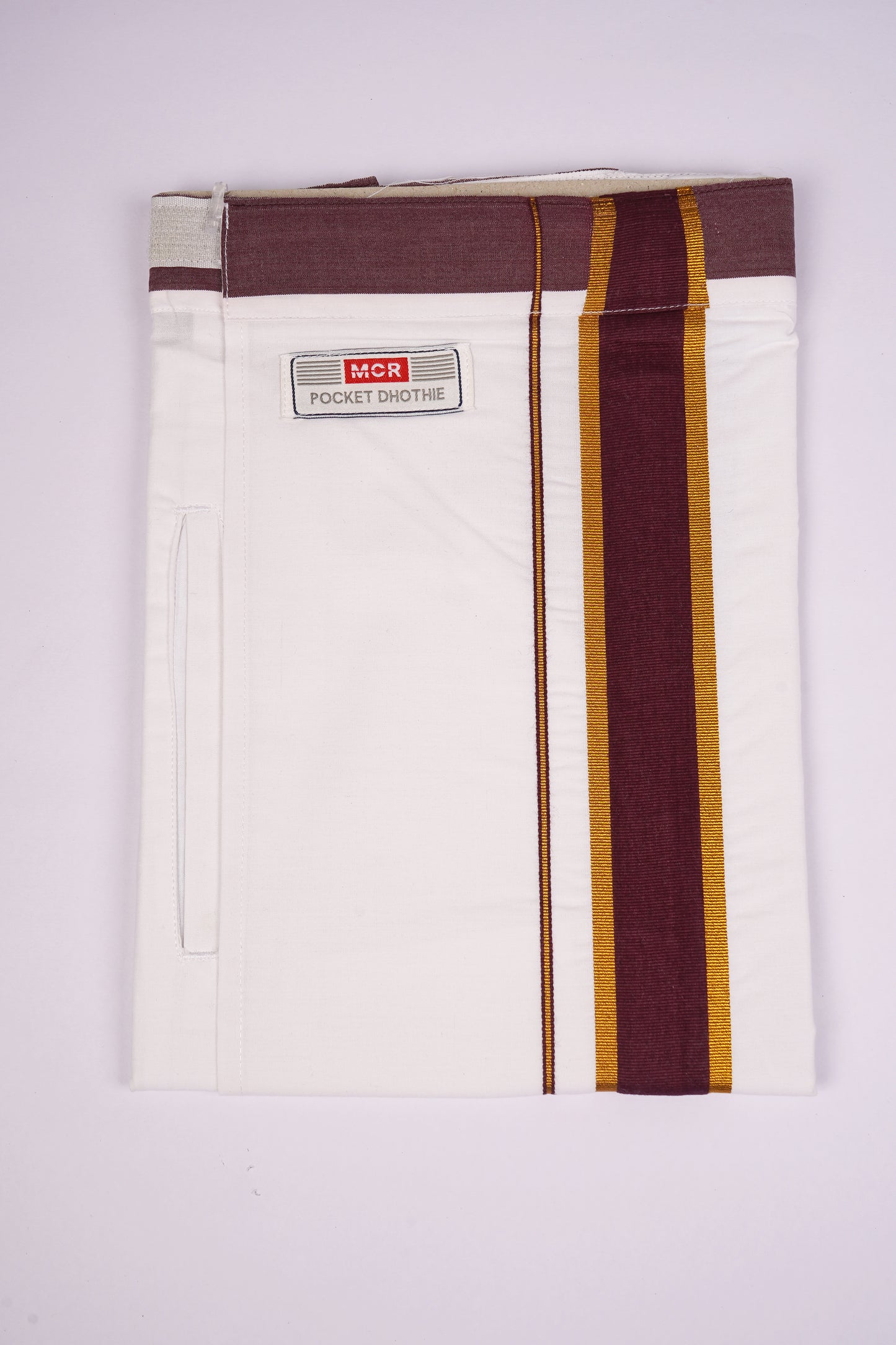 PKT FS-01 VELCRO WHITE SINGLE DHOTI  - Maroon