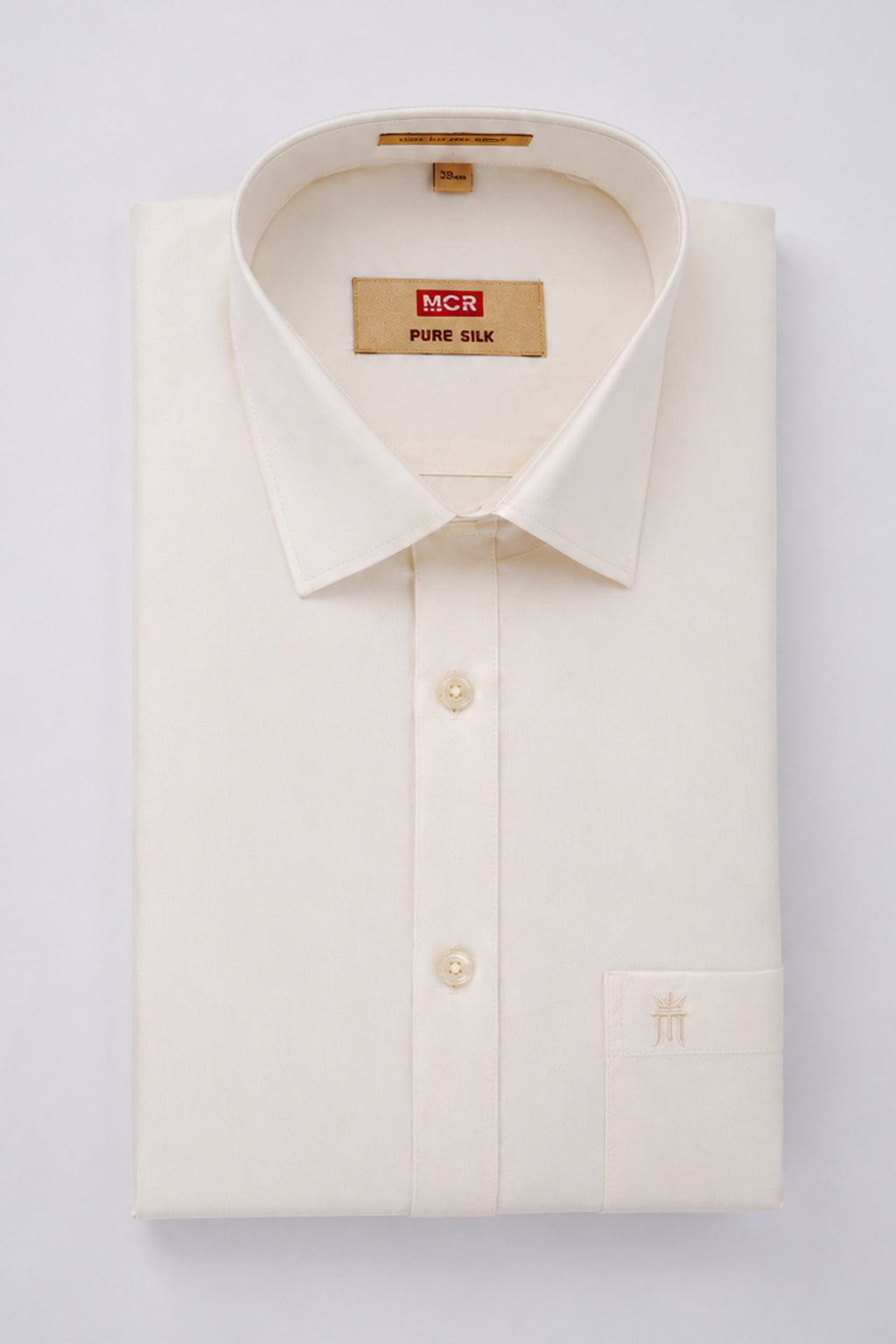 2 Pcs Combo Pure Silk Shirt Full Sleeve - Cream