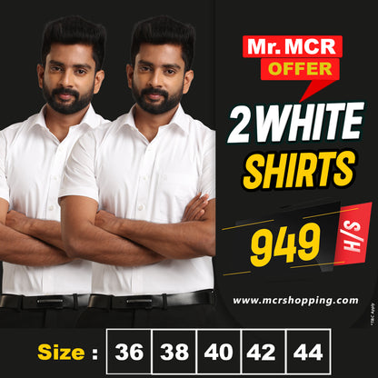 Mr. MCR Offer Combo White Shirt (Buy 1 get 1 free)
