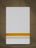Mens White Single Dhoti Cotton with Gold Jari Border - 2.25M | 225 GLS-02