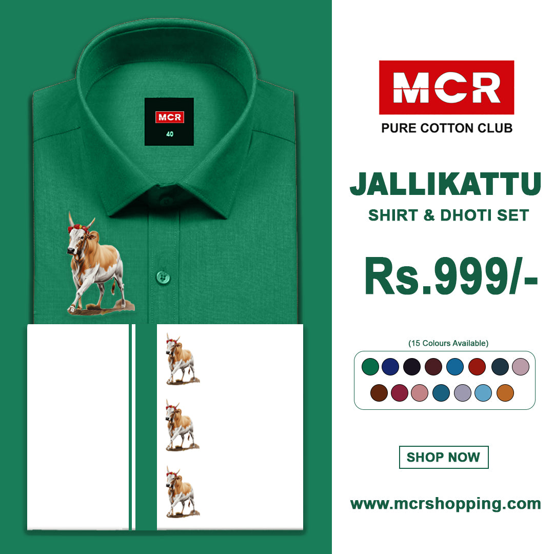 JALLIKATTU COLOUR SINGLE SET H/S - (GREEN 02)