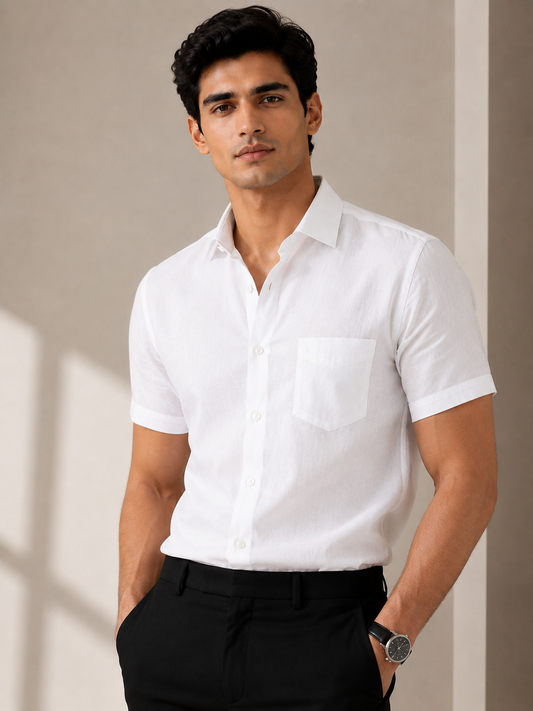 Sun Rays Formal White Shirt For Men