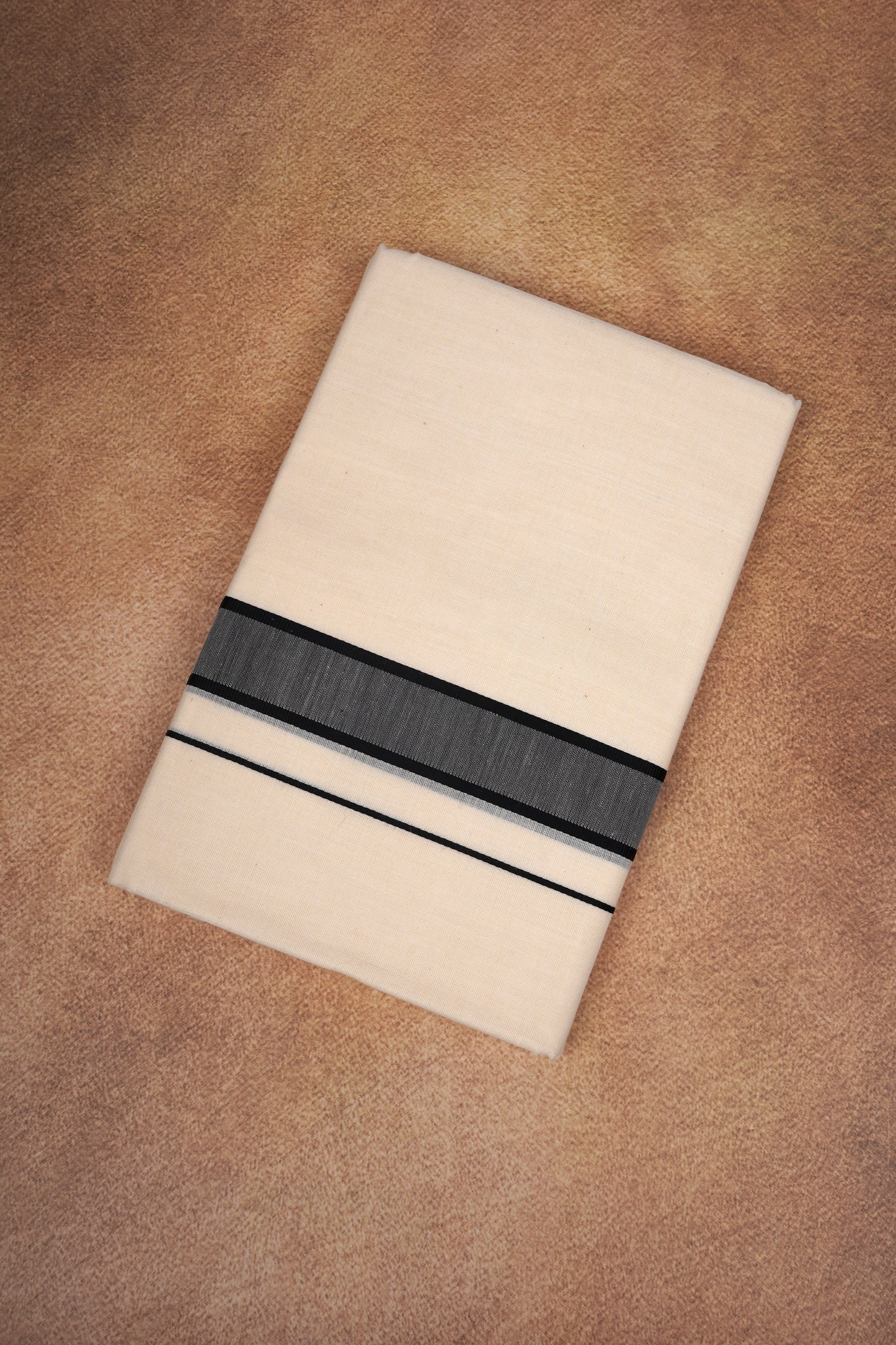 FD-174C CREAM DOUBLE DHOTHIE 3.80 MTR -Dark Gray