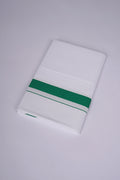 Mens Cotton Blend White Dhoti Single Fancy Border 2.00 m|FS-98 FOREST GREEN