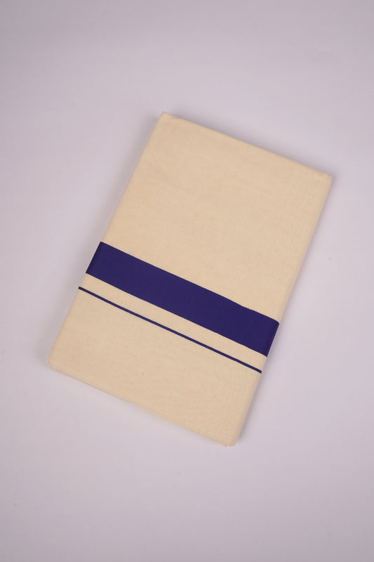 FD-08C CREAM DOUBLE DHOTI  3.80 MTR-Navy Blue