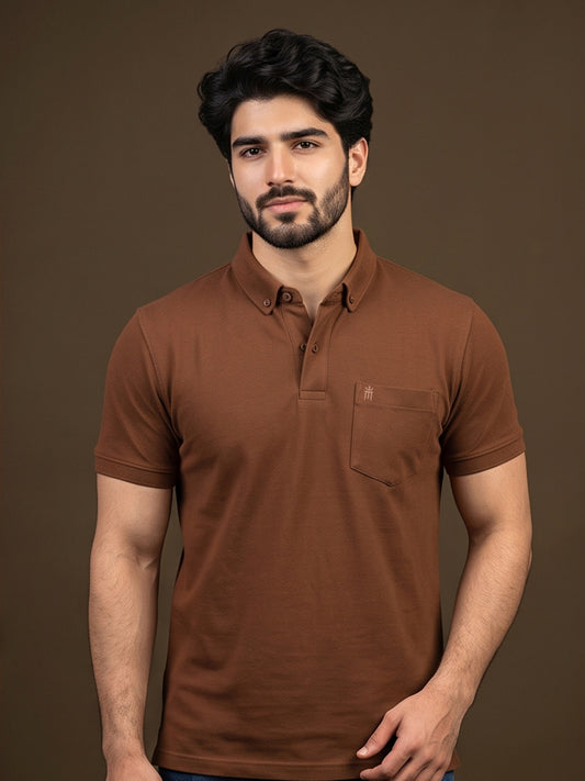 Python Plain RUST BROWN Color T-Shirt - 70008