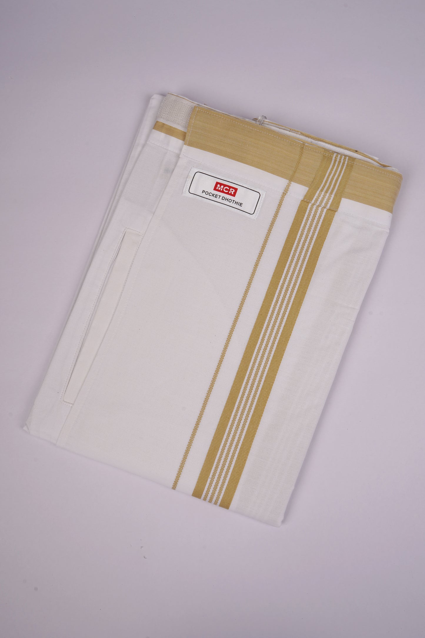 PKT FS-01 VELCRO WHITE SINGLE DHOTHIE -Light yellow