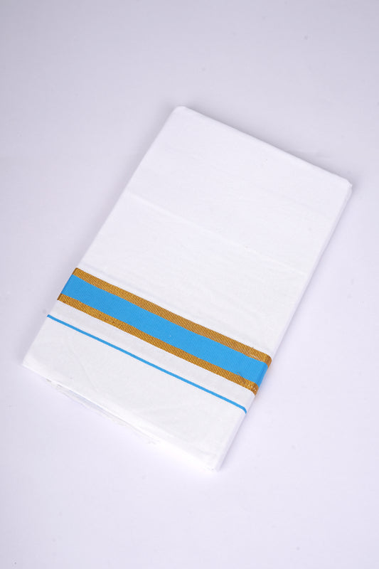 FS-115 W/S DHOTI 2.00 MTR - GOLD PEACOCK BLUE
