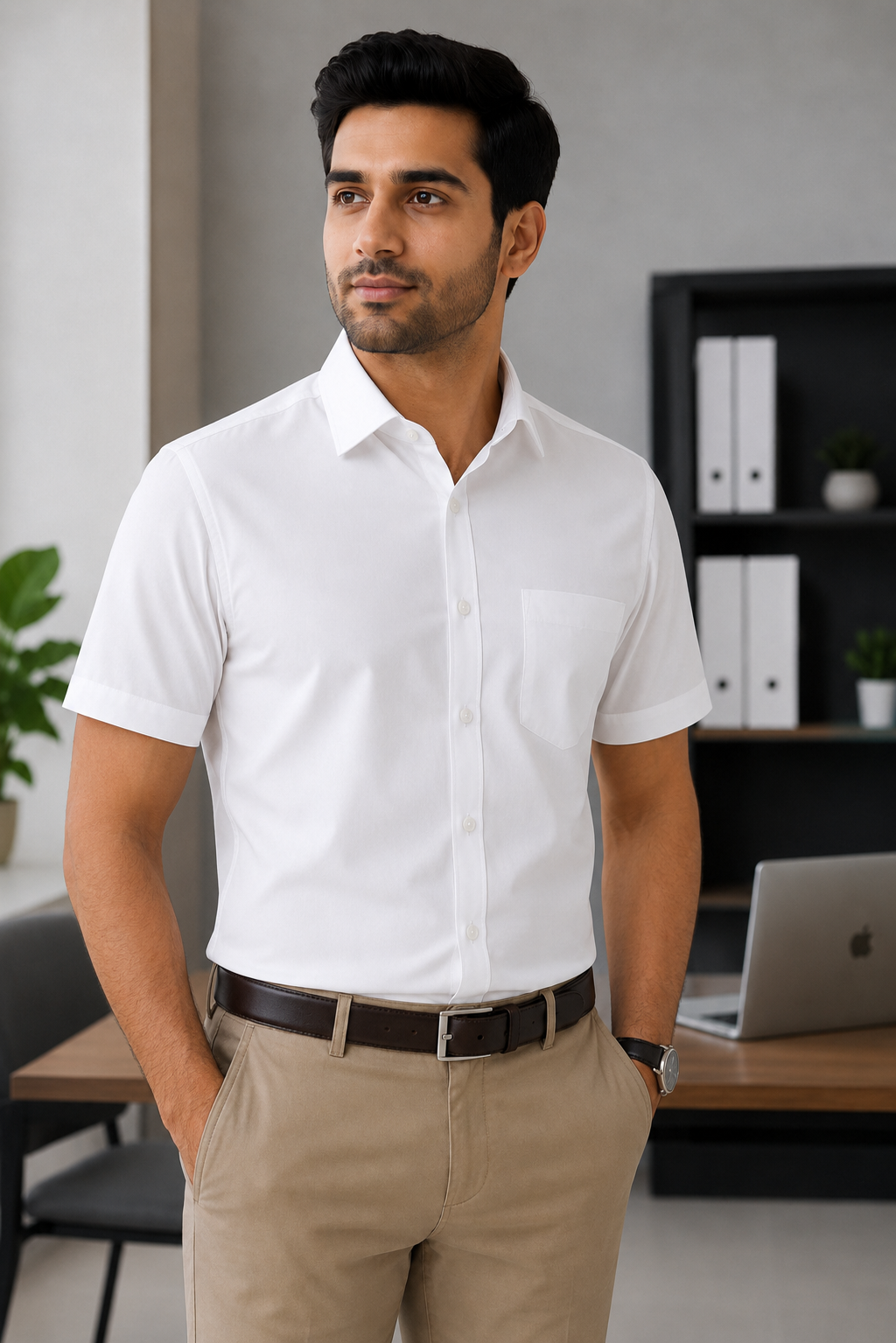 Bamboo Elite Formal White Shirt For Men