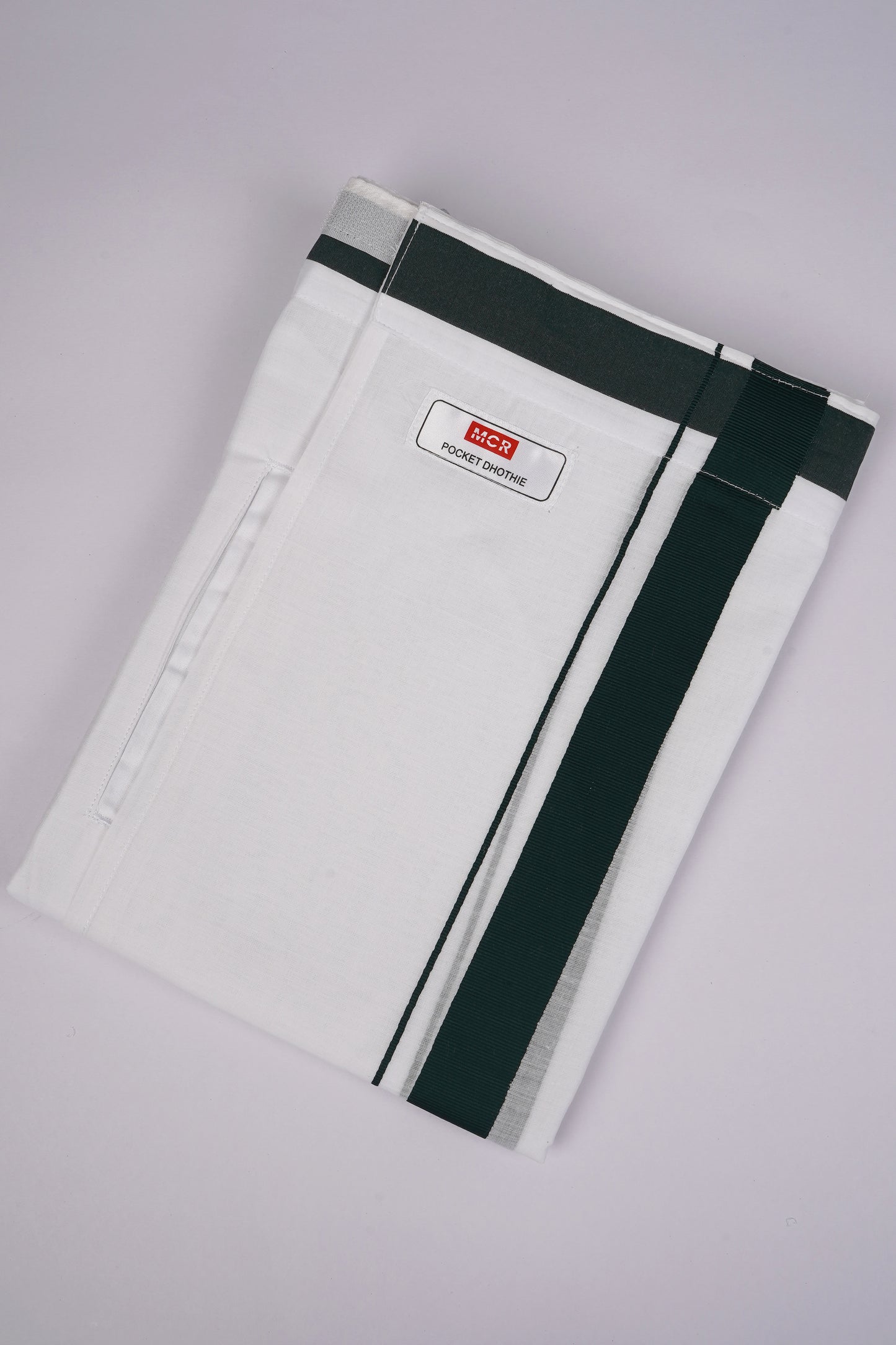 PKT FD-01 VELCRO WHITE DOUBLE DHOTI - Dark Green